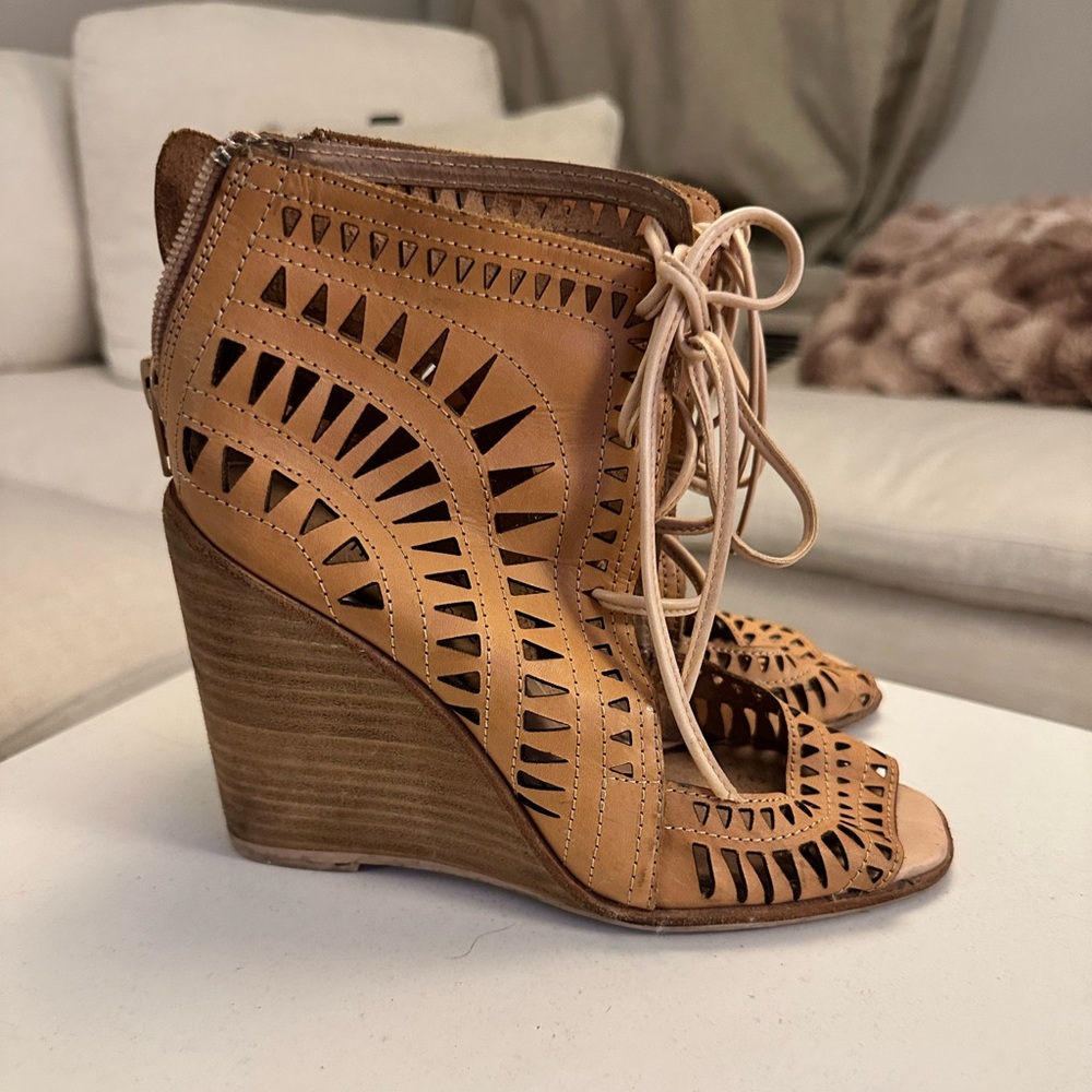 Jeffrey Campbell Brown Lace-Up Wedges